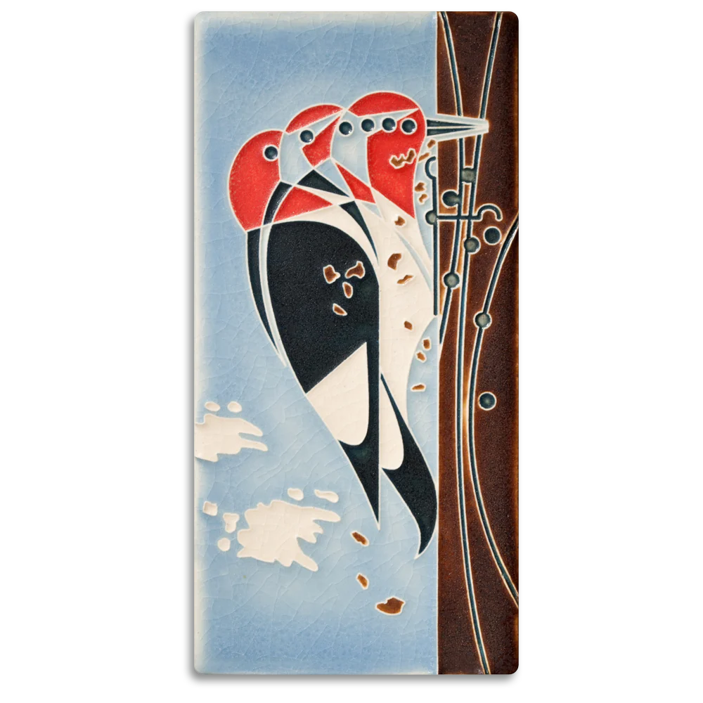 Charlie Harper 4x8 Headbanger - Red-Headed Woodpecker Art Tile