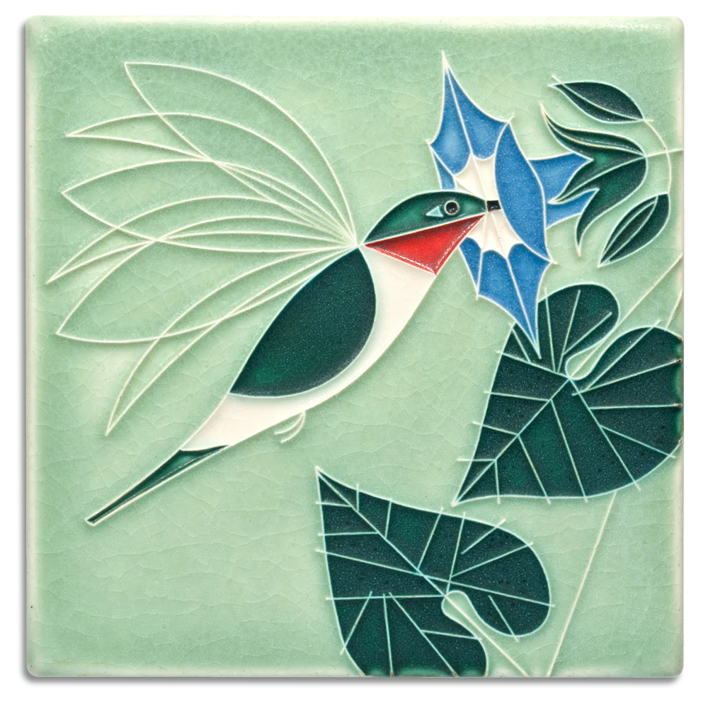 Charlie Harper 6x6 Little Sipper - Mint - Ruby-Throated Hummingbird Art Tile