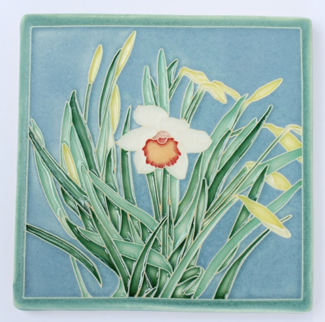 Daffodil Art Tile - Blue, White, & Yellow