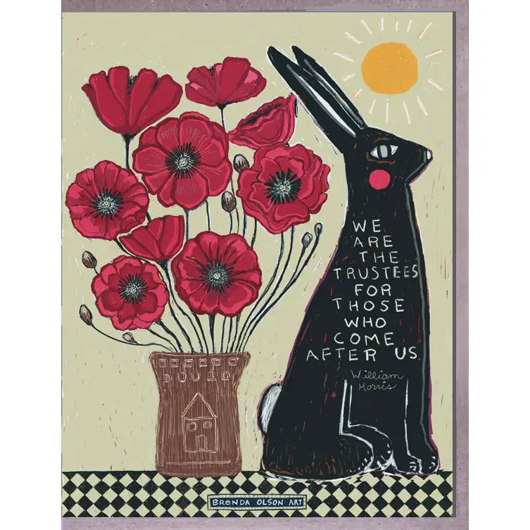 Bunny and Poppies Greeting Card