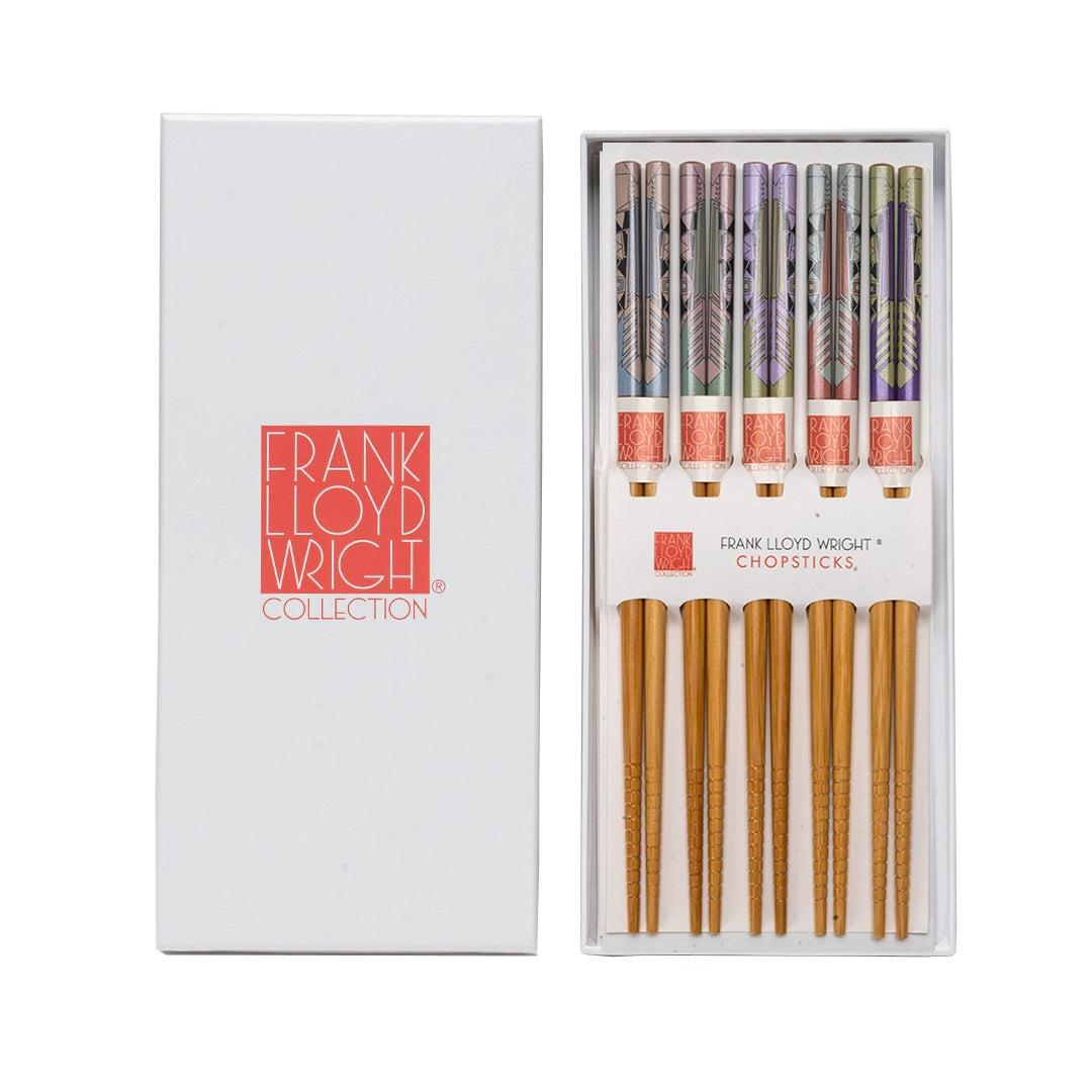 Frank Lloyd Wright Imperial Hotel Peacock 5-Piece Bamboo Chopstick Set