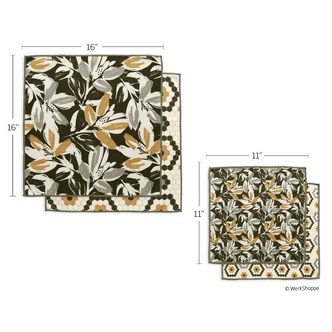 Leaf Tiles All Purpose Microfiber Towel Set (Set of 4)