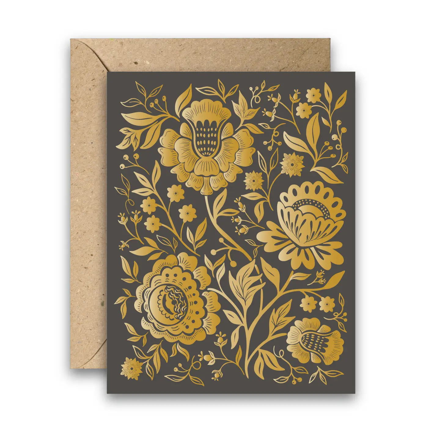 Golden Blooms – Gold Foil Indian Floral All-Occasion Greeting Card