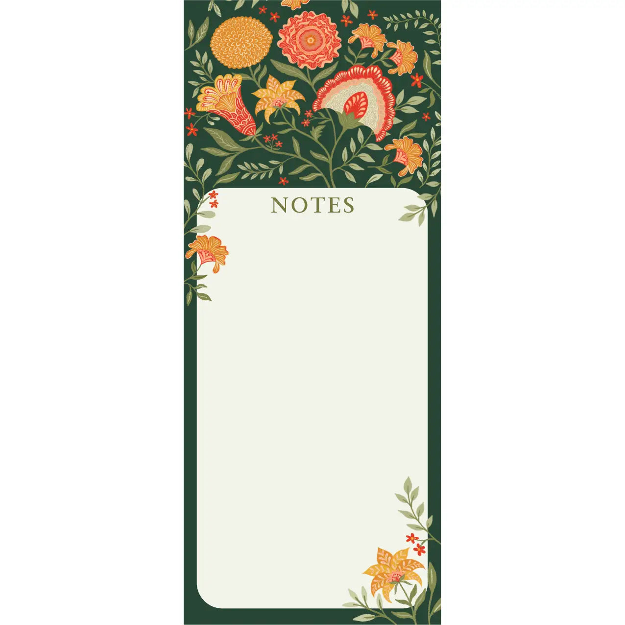 Green Botanical Notepad — 3.5" × 8.5"