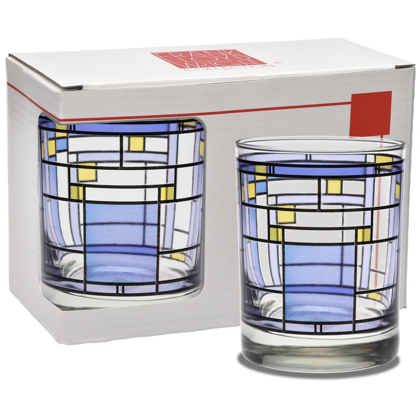 Oak Park Blue Frank Lloyd Wright Drinking Glasses - Set of 2
