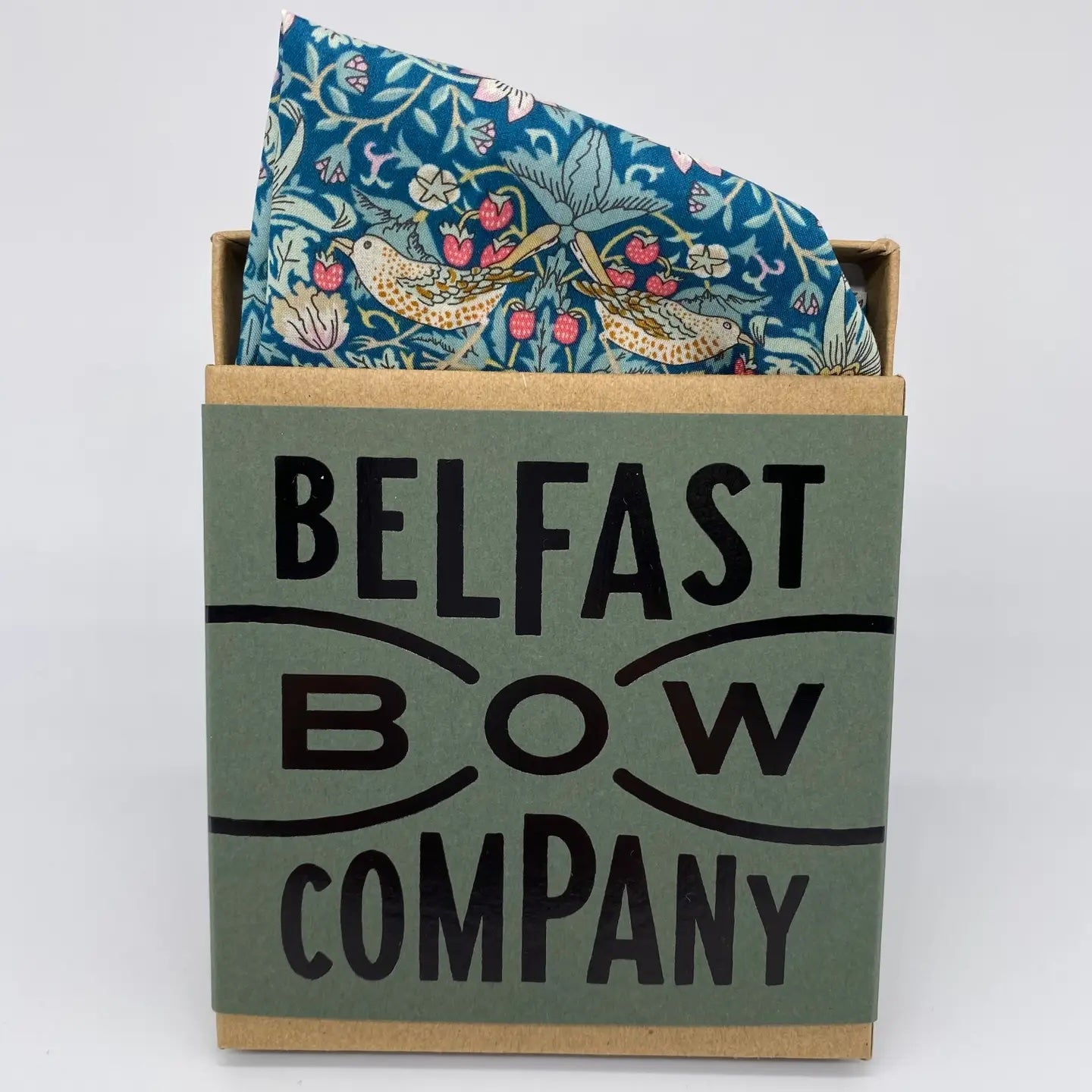 Liberty of London Pocket Square in Green Strawberry Thief