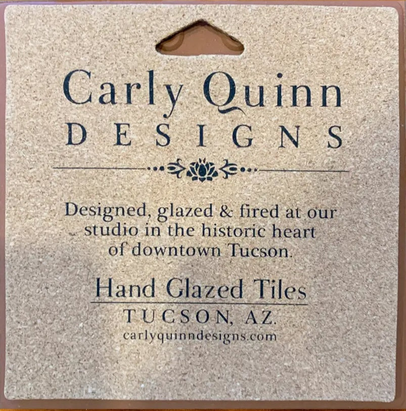 Saguaro Cactus Bloom Hand Glazed Art Tile Trivet