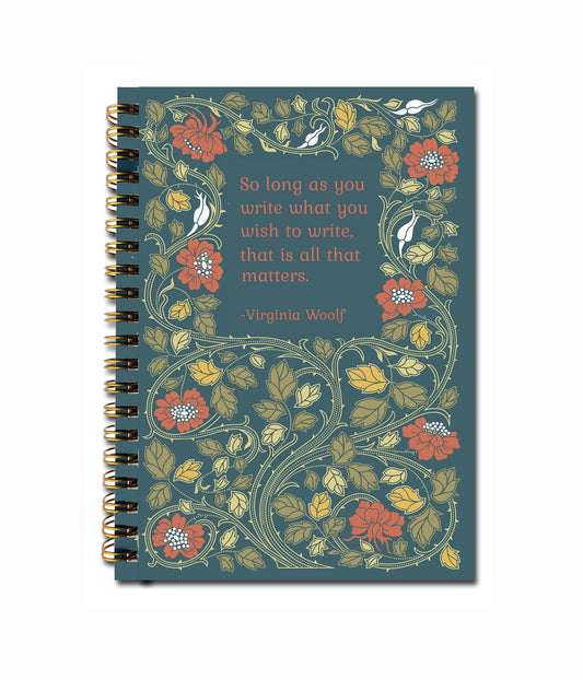Virginia Woolf "What You Wish To Write" Unlined Handmade Notebook