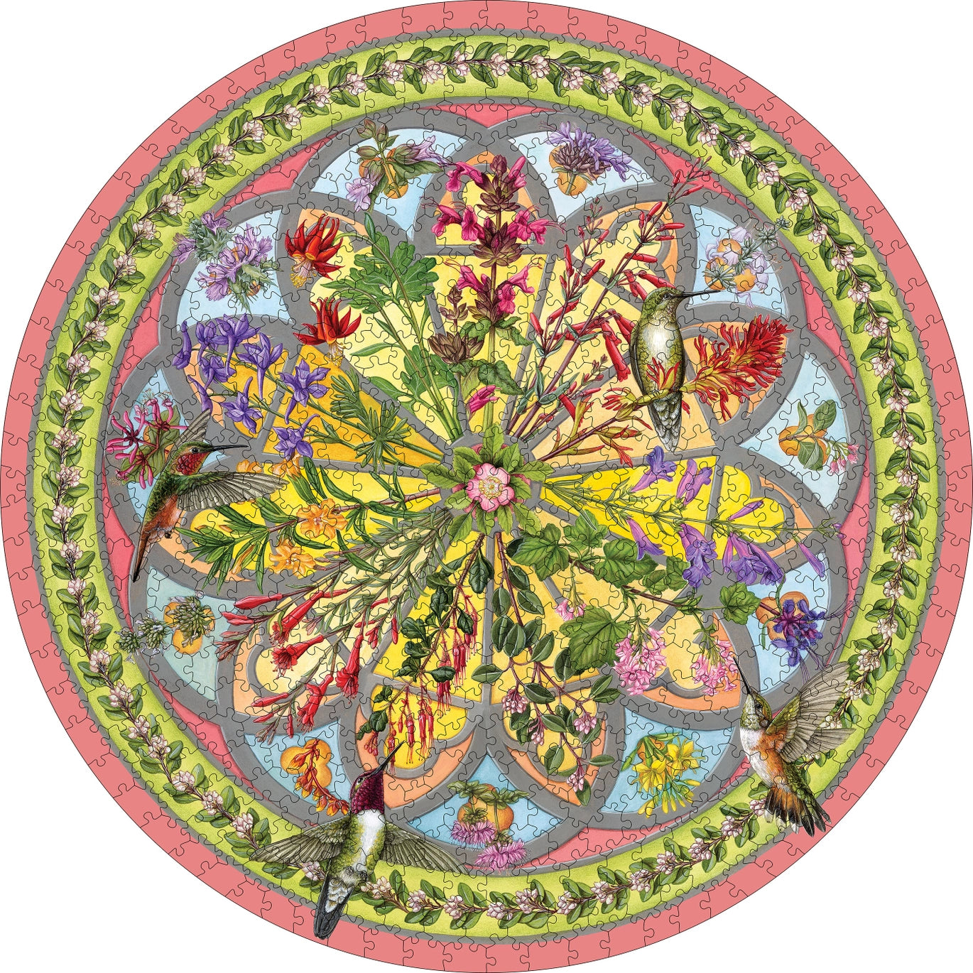 Erin E. Hunter: Floral Compass - 500-Piece Circular Jigsaw Puzzle