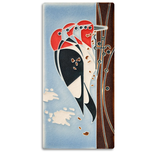 Charlie Harper 4x8 Headbanger - Red-Headed Woodpecker Art Tile