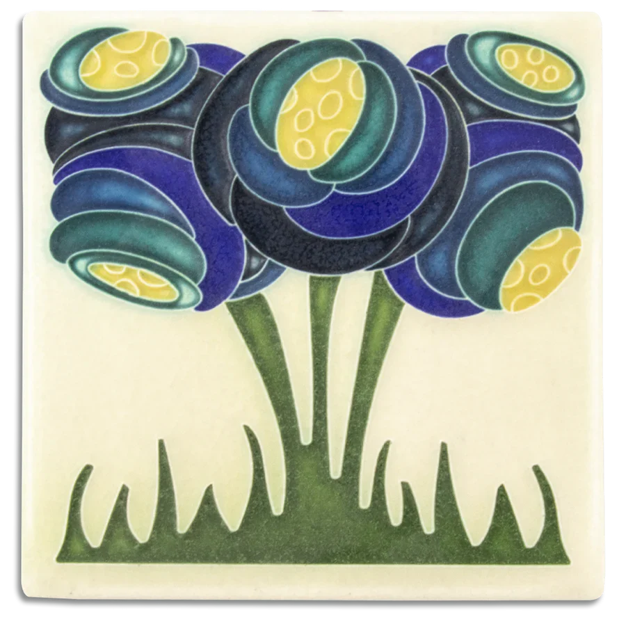 Motawi Zoom Blooms Art Tile | Handmade 6×6 Ceramic