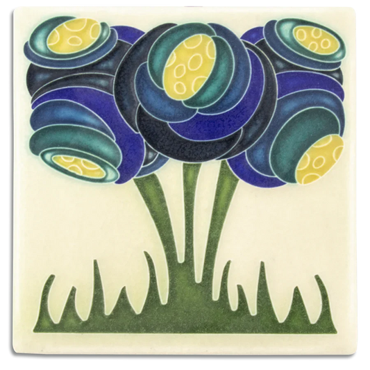 Motawi Zoom Blooms Art Tile | Handmade 6×6 Ceramic