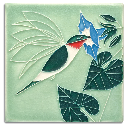 Charlie Harper 6x6 Little Sipper - Mint - Ruby-Throated Hummingbird Art Tile