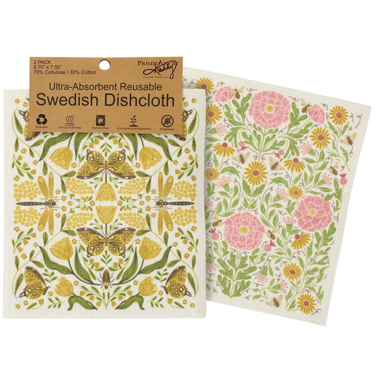 Dragonfly Folk Art Swedish Dishcloth Set