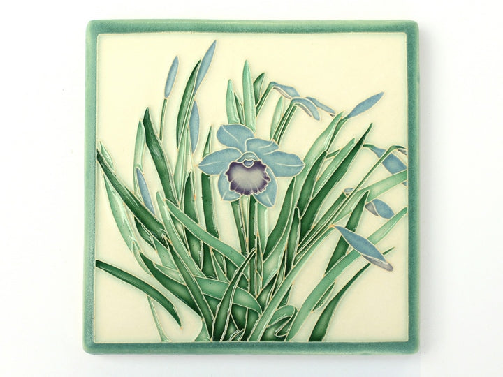 Daffodil Art Tile - Blue and White