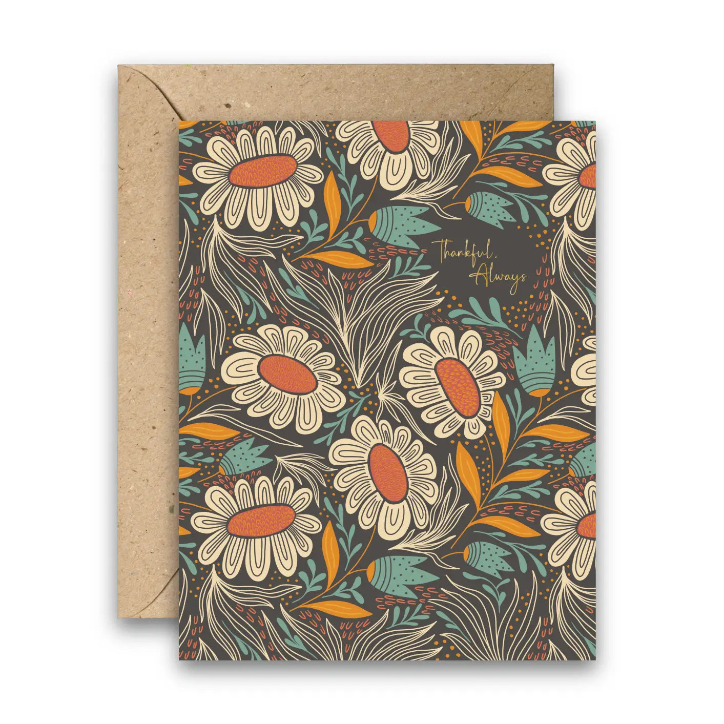 Thankful Always Floral Thank You Card – Gold Foil