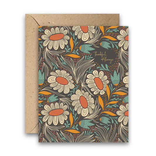 Thankful Always Floral Thank You Card – Gold Foil