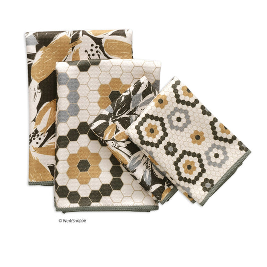 Leaf Tiles All Purpose Microfiber Towel Set (Set of 4)