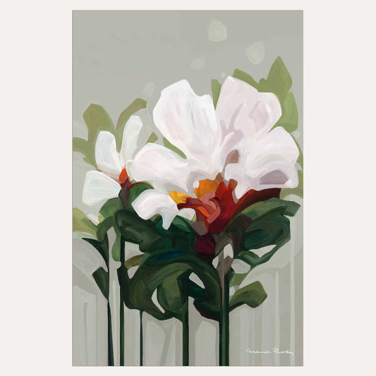 Beige Floral Cotton Tea Towel