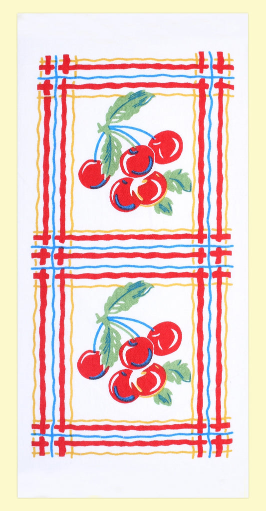 Sweet Cherries Retro Flour Sack Kitchen Towel