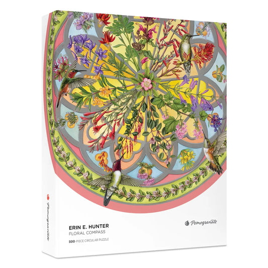 Erin E. Hunter: Floral Compass - 500-Piece Circular Jigsaw Puzzle