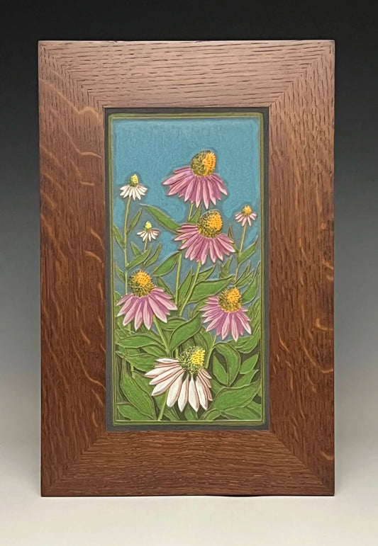 Cone Flower Tile - Framed Ceramic Art