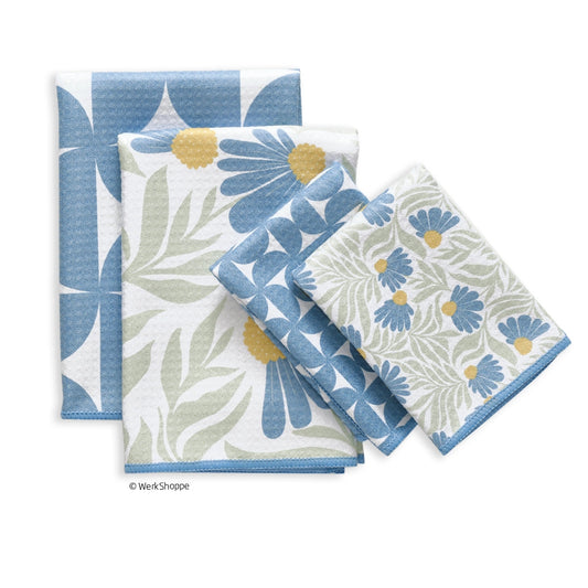 Blue Coneflower Microfiber Towel Set (Set of 4)