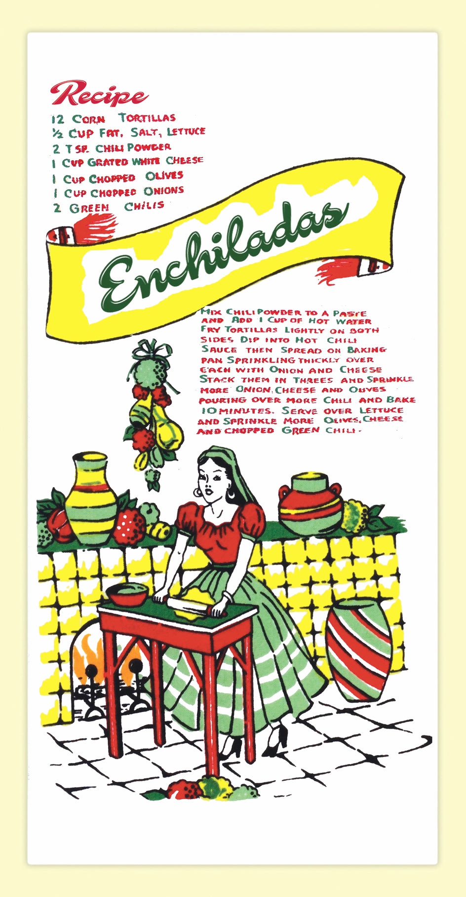 Enchiladas Retro Flour Sack Kitchen Towel