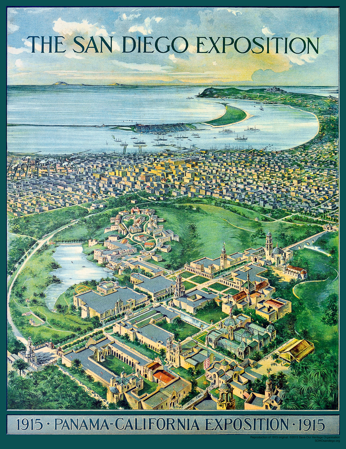 Panama-California Exposition Poster, Bird's-Eye View of San Diego, 20" x 26"