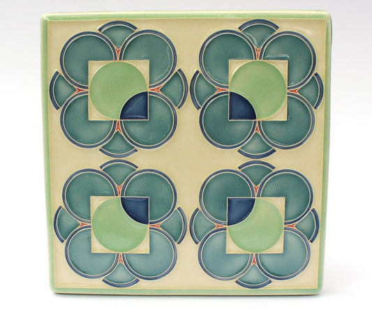 Four Flowers Art Tile - Blue and White