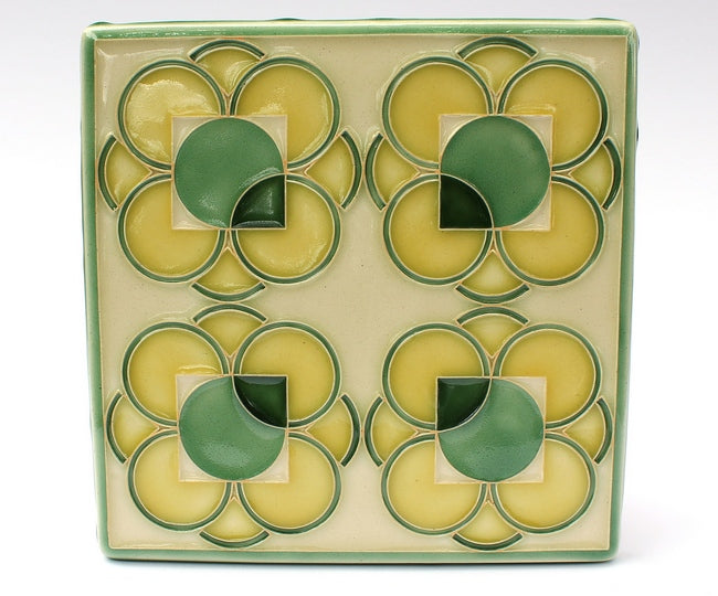 Four Flowers Art Tile - Yellow and Green