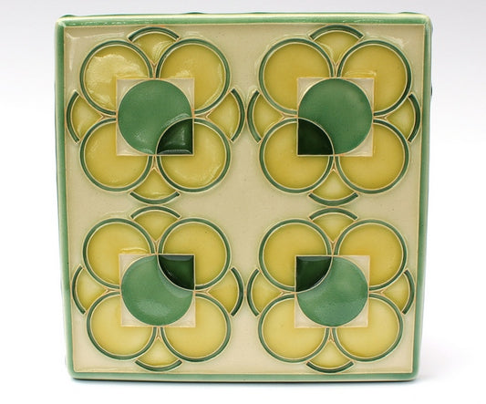 Four Flowers Art Tile - Yellow and Green