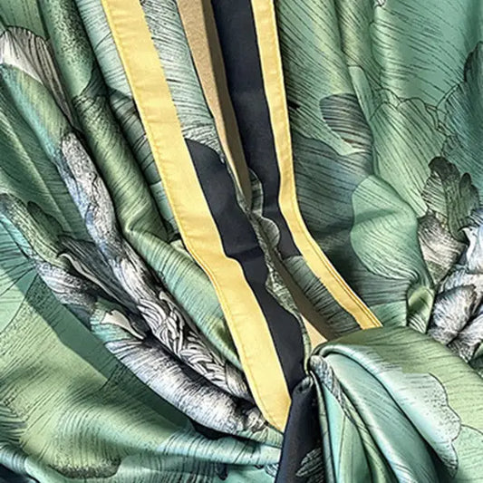 Garden Floral Printed Shawl & Scarf - Green | Premium Silk Blend