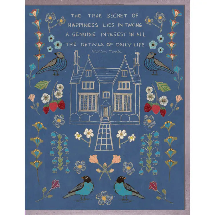 House Garden Blue Greeting Card