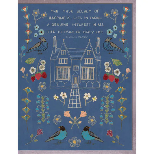 House Garden Blue Greeting Card