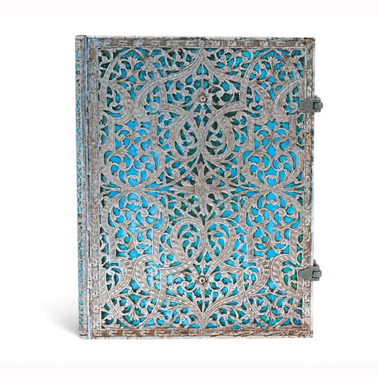 Paperblanks Silver Filigree Maya Blue Ultra Lined Hardcover Journal
