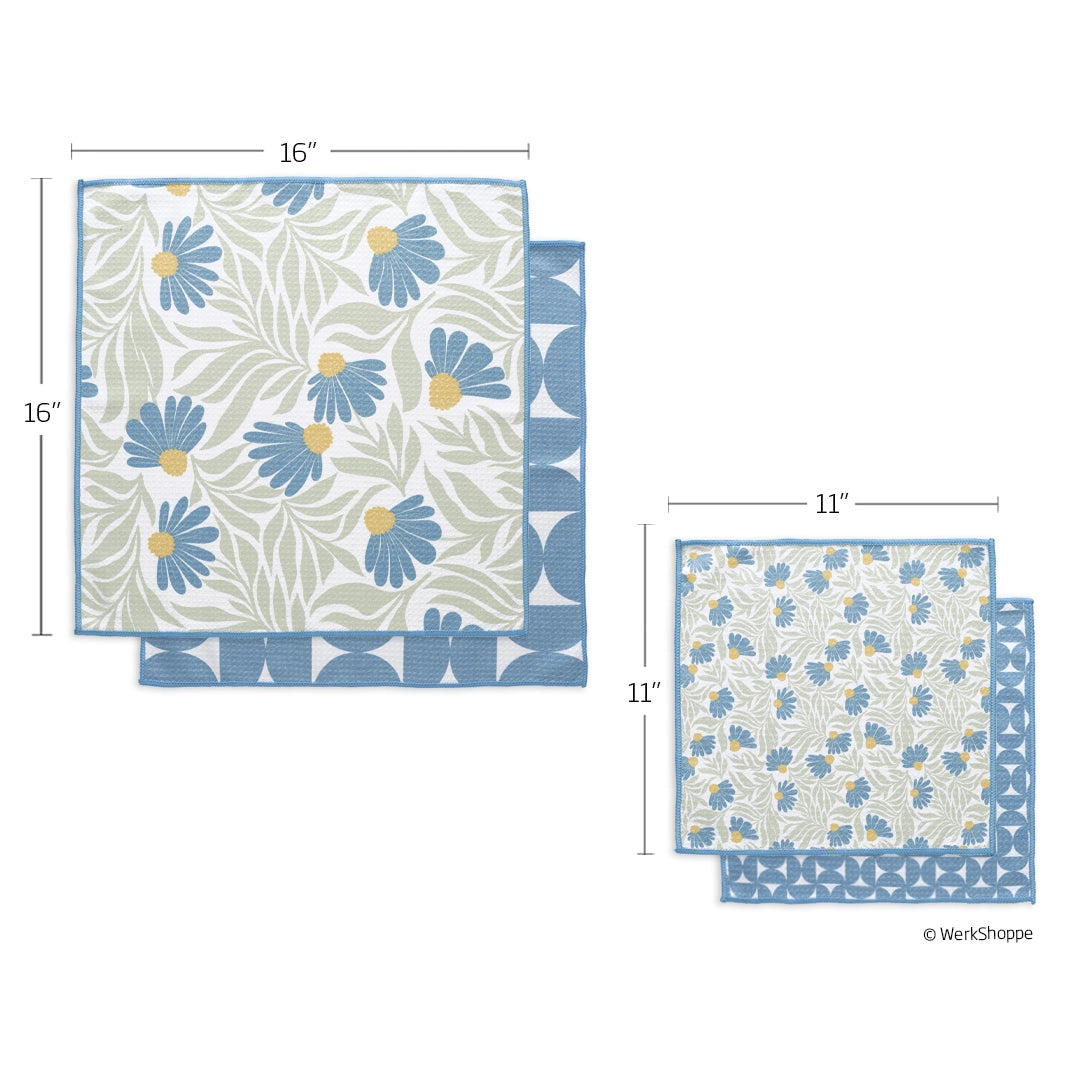 Blue Coneflower Microfiber Towel Set (Set of 4)