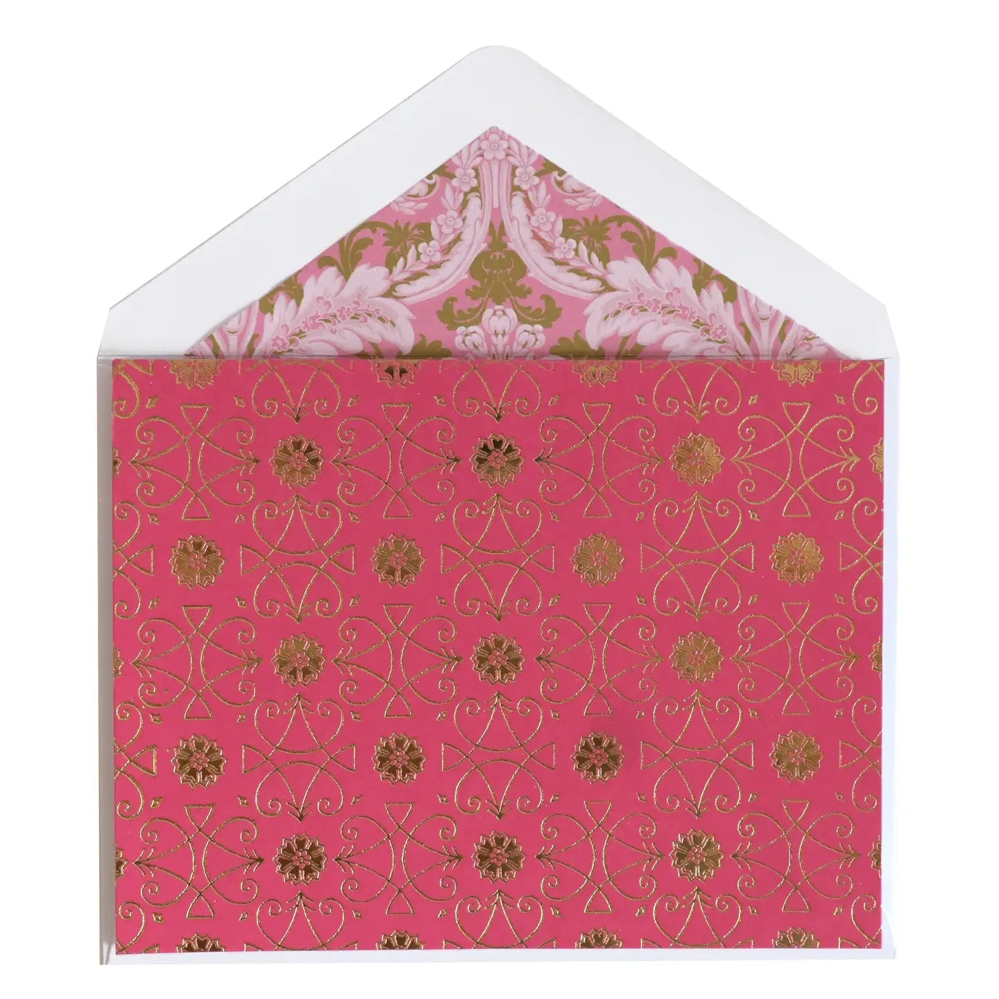 Pink Solid Folded Note Cards with Gold Foil