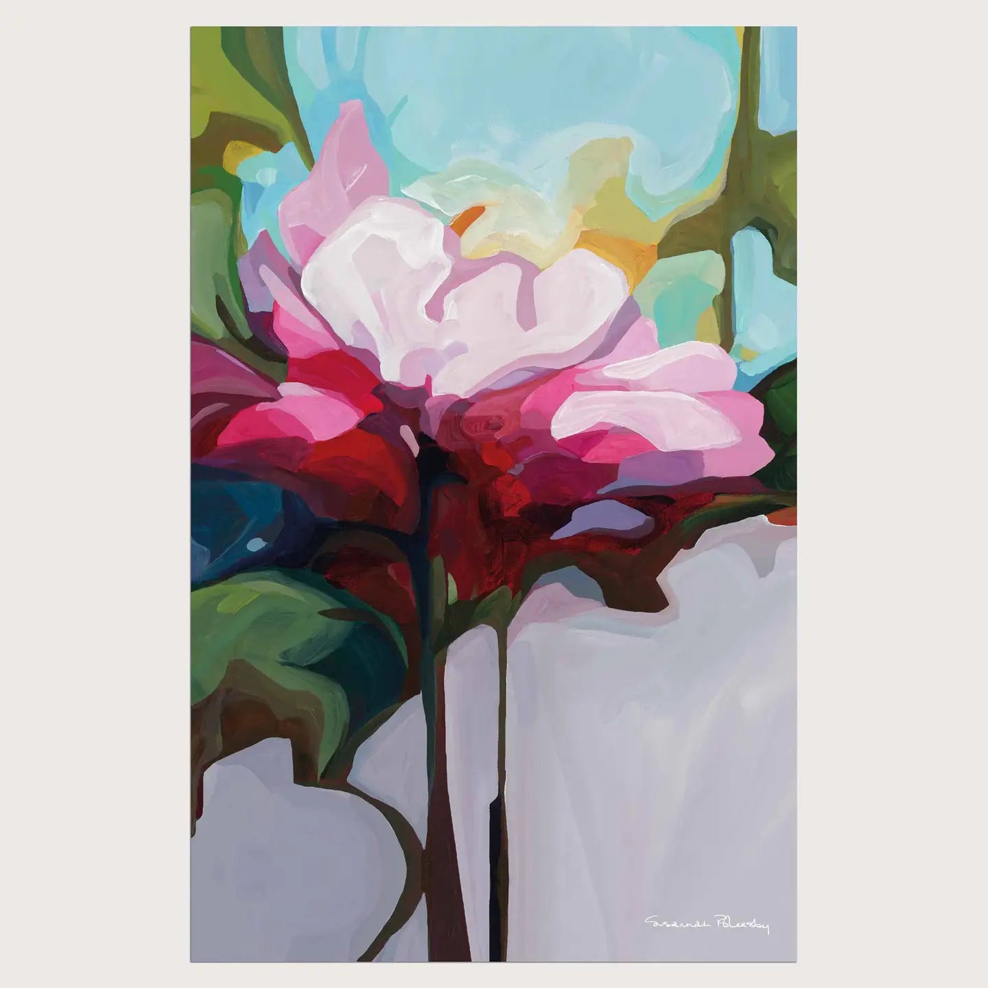 Pink Flower Cotton Tea Towel