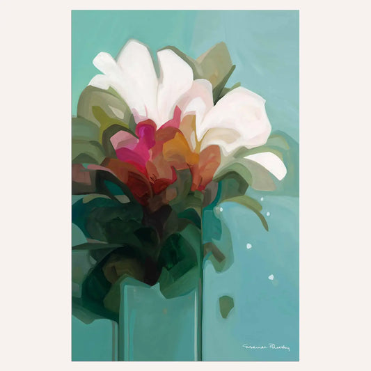 Teal Floral Cotton Tea Towel