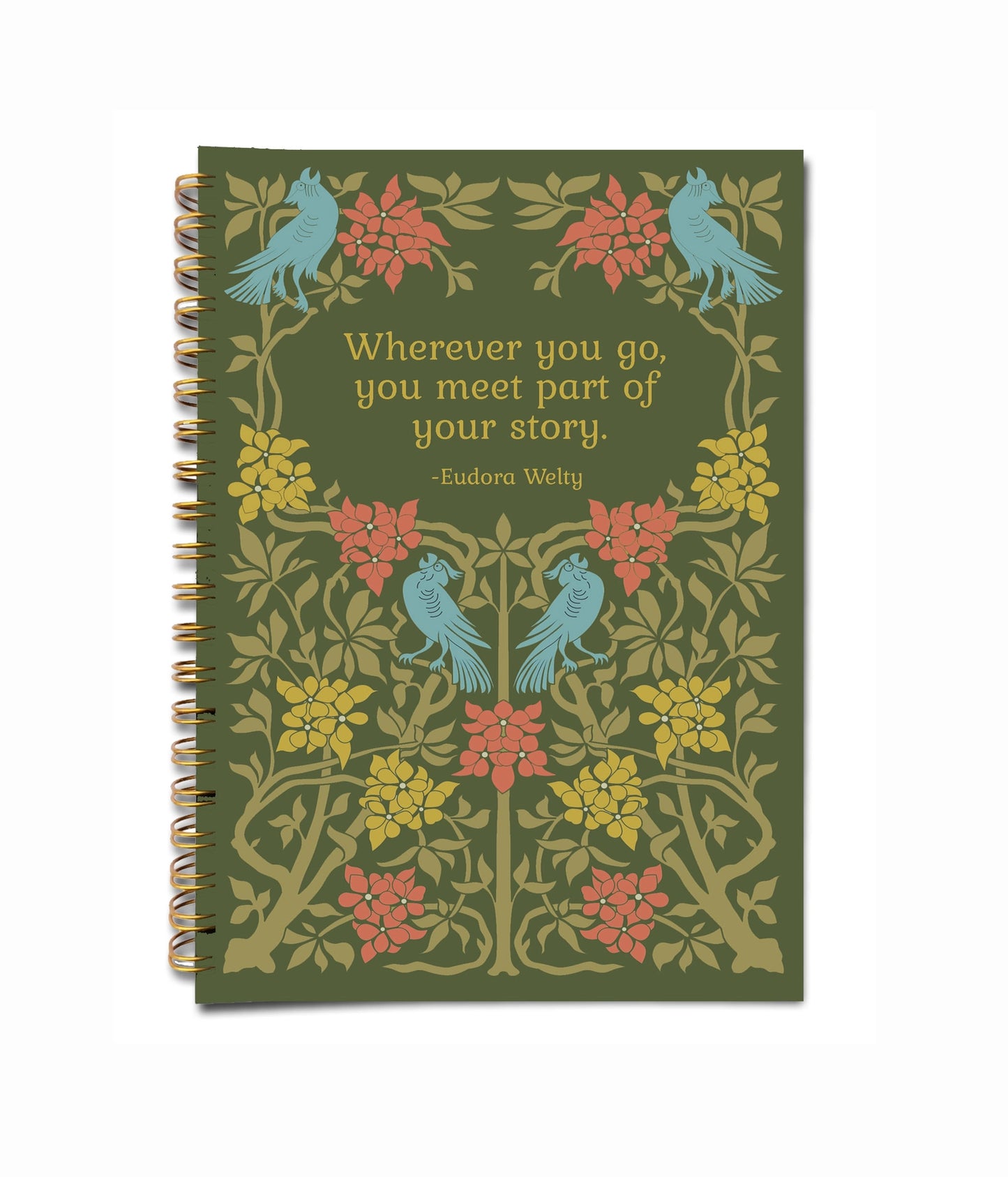 Eudora Welty Inspirational Quote Floral Handmade Notebook