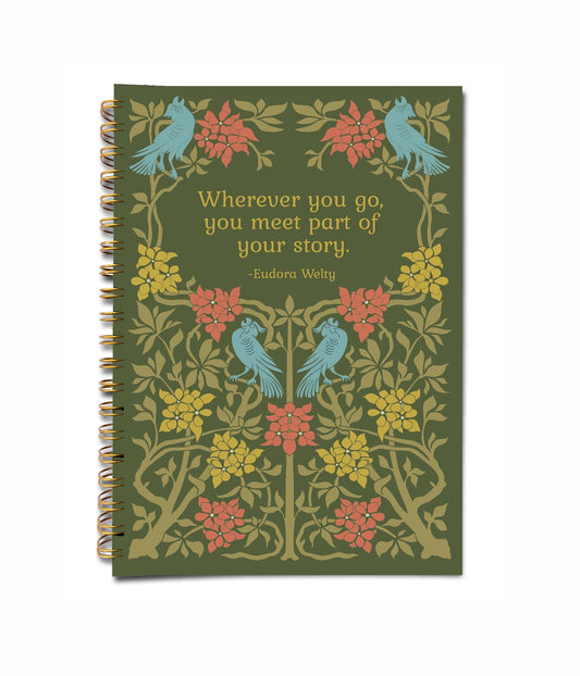 Eudora Welty Inspirational Quote Floral Handmade Notebook