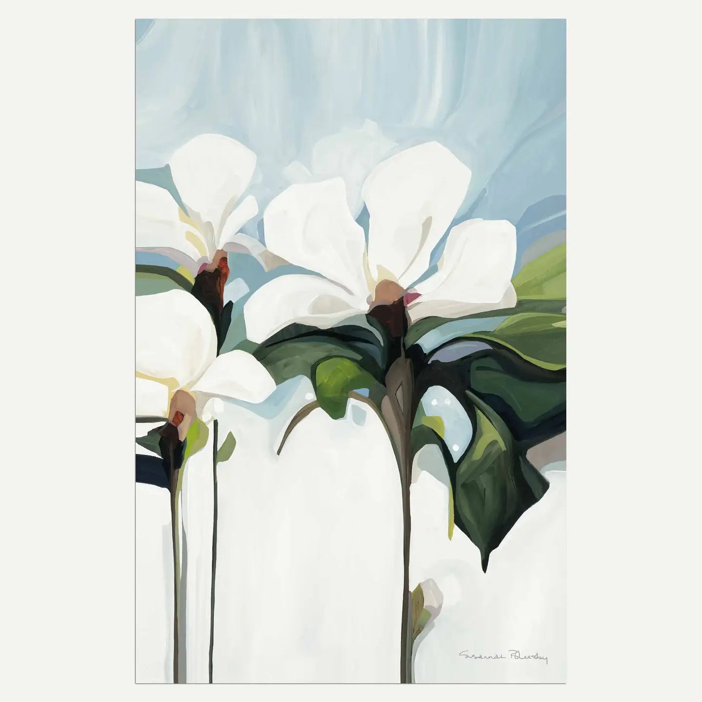 White Flowers Cotton Tea Towel